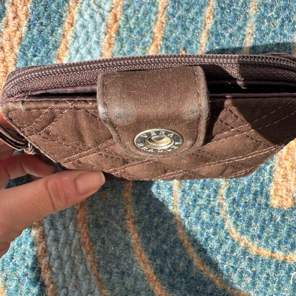 Vera Bradley Chocolate Quilted Wallet Mini Zip Espresso Brown